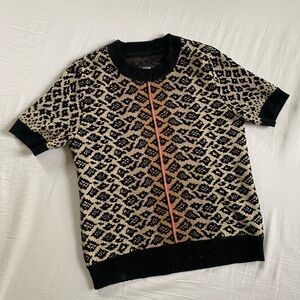 Maeve Leopard Sweater Top Anthropologie XS